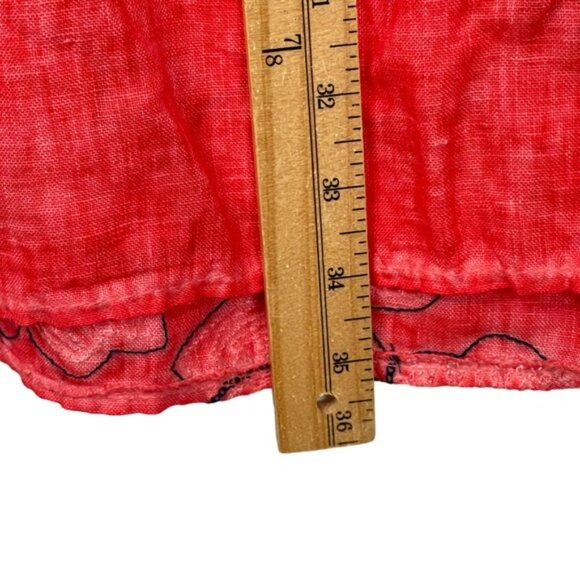 Lungo L’Arno Women’s Red Floral Linen MIDI Dress Bloomchic Cap Sleeve Size Large - Picture 10 of 11